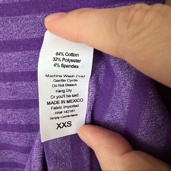 Lularoe Julia Fitted Dress Purple Stripes - Size XXS - Picture 3 of 5